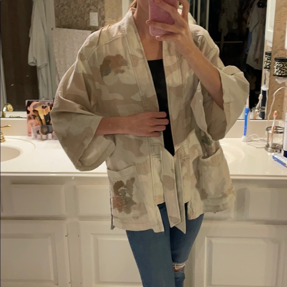 Camo embroidered jacket Anthropologie